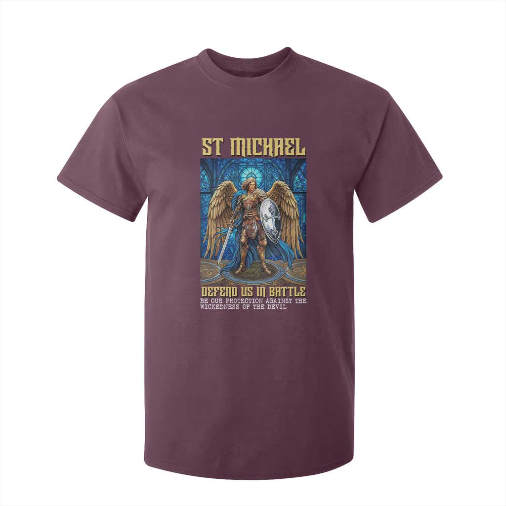 Saint Michael Prayer Defend Us In Battle T Shirt For Kid Religious Gift TS12 Maroon Print Your Wear