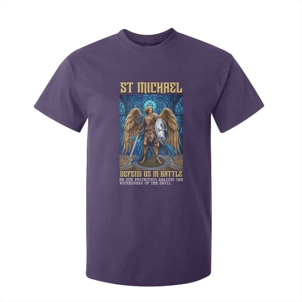 Saint Michael Prayer Defend Us In Battle T Shirt For Kid Religious Gift TS12 Purple Print Your Wear