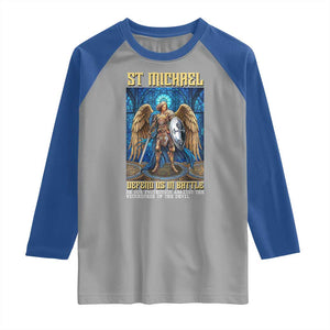 Saint Michael Prayer Defend Us In Battle Raglan Shirt Religious Gift TS12 Sport Gray Royal Print Your Wear