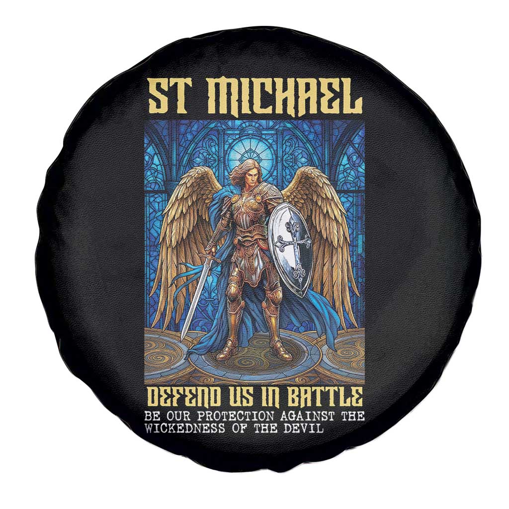 Saint Michael Prayer Defend Us In Battle Spare Tire Cover Religious Gift TS12 Print Your Wear
