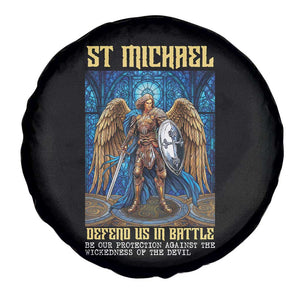 Saint Michael Prayer Defend Us In Battle Spare Tire Cover Religious Gift TS12 Print Your Wear