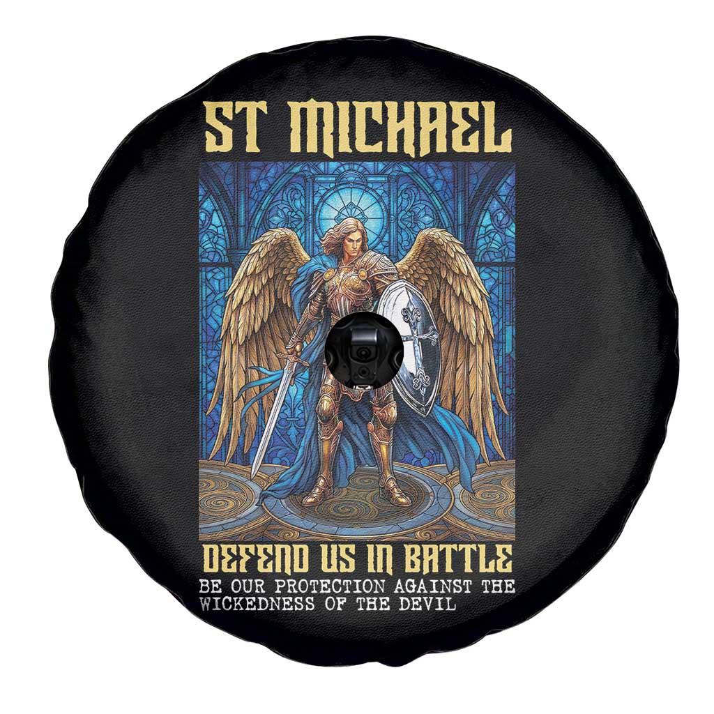Saint Michael Prayer Defend Us In Battle Spare Tire Cover Religious Gift TS12 Print Your Wear
