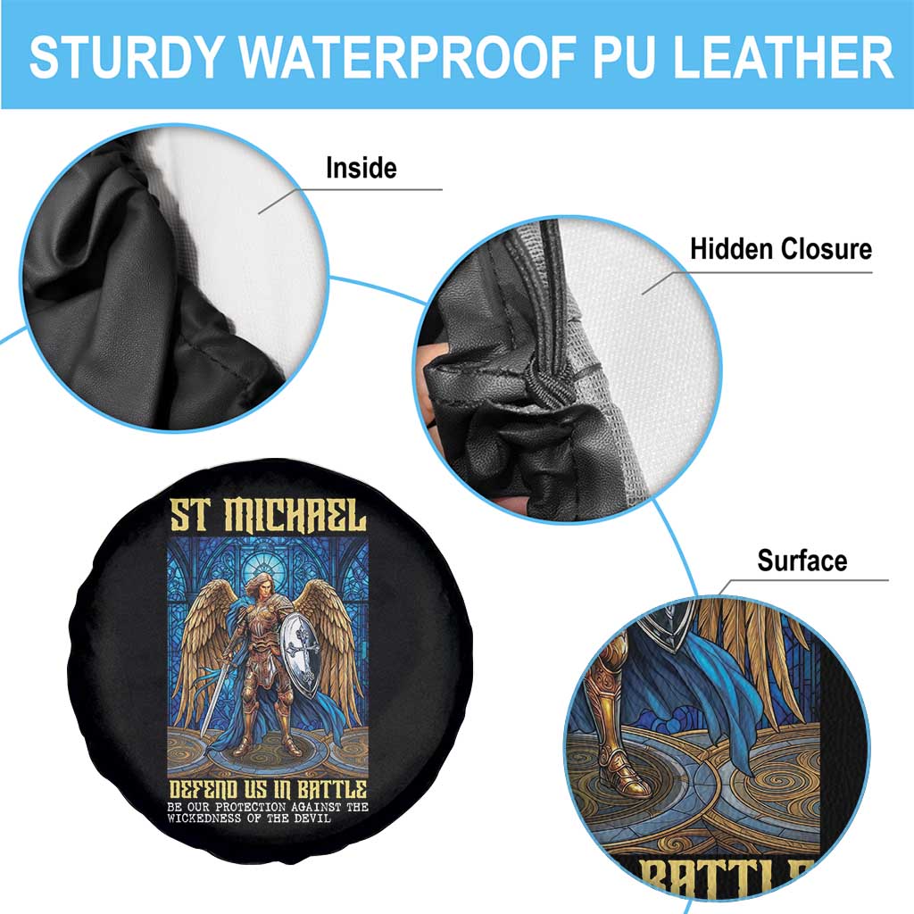 Saint Michael Prayer Defend Us In Battle Spare Tire Cover Religious Gift TS12 Print Your Wear