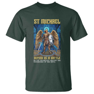 Saint Michael Prayer Defend Us In Battle T Shirt Religious Gift TS12 Dark Forest Green Print Your Wear