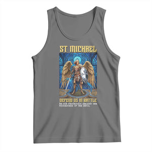 Saint Michael Prayer Defend Us In Battle Tank Top Religious Gift TS12 Black Heather Print Your Wear