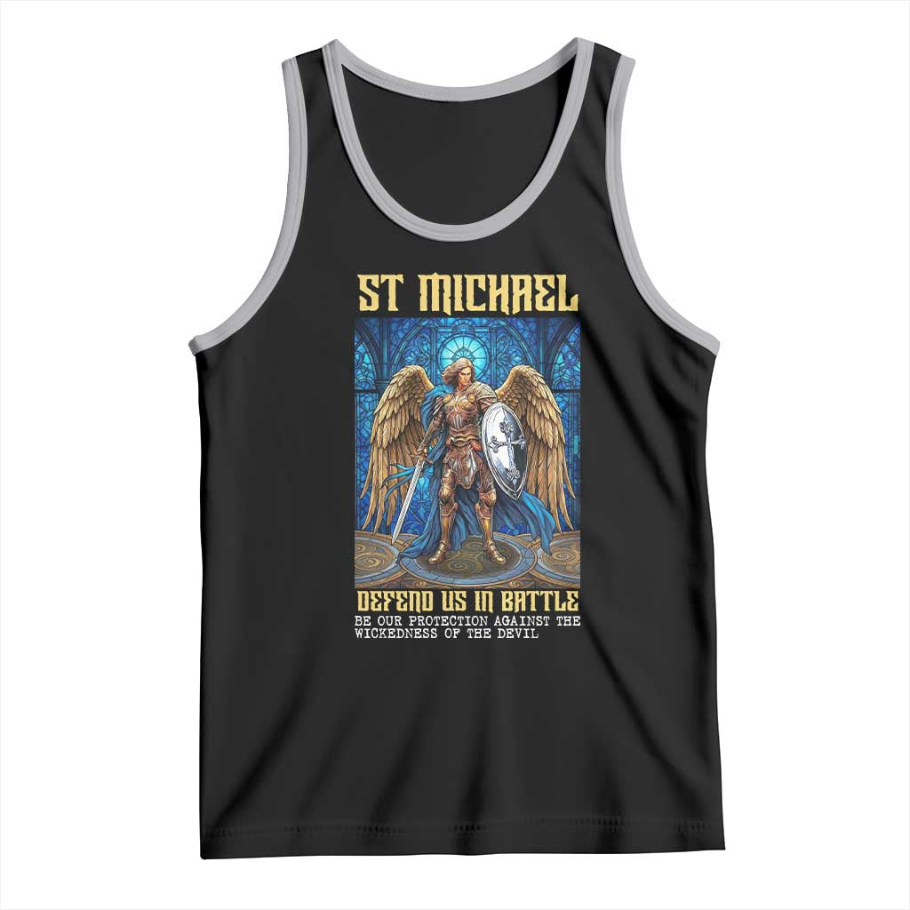 Saint Michael Prayer Defend Us In Battle Tank Top Religious Gift TS12 Black Athletic Heather Print Your Wear