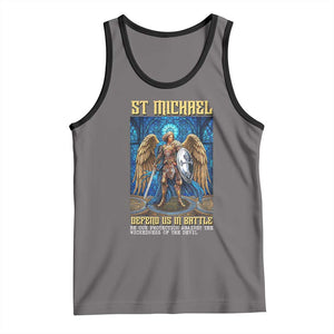 Saint Michael Prayer Defend Us In Battle Tank Top Religious Gift TS12 Deep Heather Black Print Your Wear
