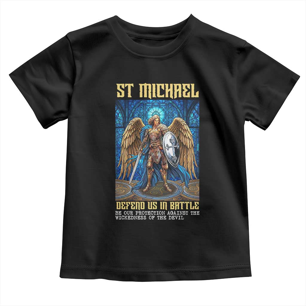 Saint Michael Prayer Defend Us In Battle Toddler T Shirt Religious Gift TS12 Black Print Your Wear