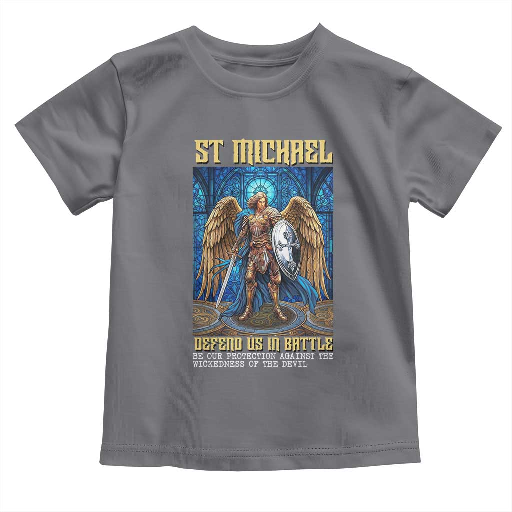 Saint Michael Prayer Defend Us In Battle Toddler T Shirt Religious Gift TS12 Charcoal Print Your Wear