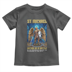 Saint Michael Prayer Defend Us In Battle Toddler T Shirt Religious Gift TS12 Dark Heather Print Your Wear