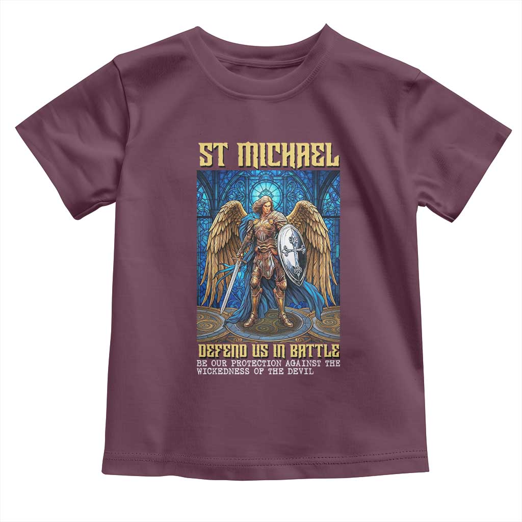 Saint Michael Prayer Defend Us In Battle Toddler T Shirt Religious Gift TS12 Maroon Print Your Wear