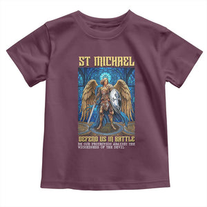 Saint Michael Prayer Defend Us In Battle Toddler T Shirt Religious Gift TS12 Maroon Print Your Wear