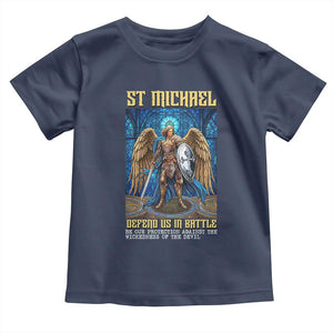 Saint Michael Prayer Defend Us In Battle Toddler T Shirt Religious Gift TS12 Navy Print Your Wear