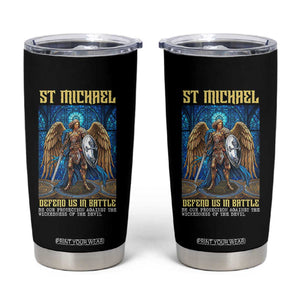 Saint Michael Prayer Defend Us In Battle Tumbler Cup Religious Gift TS12 Black Print Your Wear