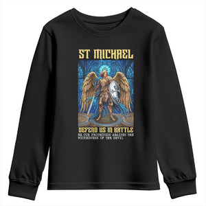 Saint Michael Prayer Defend Us In Battle Youth Sweatshirt Religious Gift TS12 Black Print Your Wear
