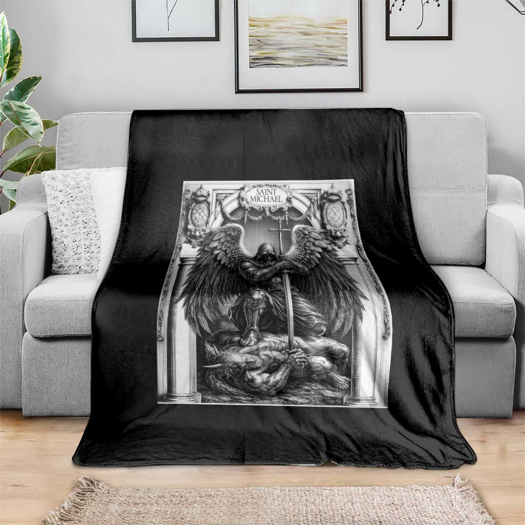 Saint Michael The Archangel Defeating Satan Throw Blanket Christian Faith Gift TS12 Print Your Wear