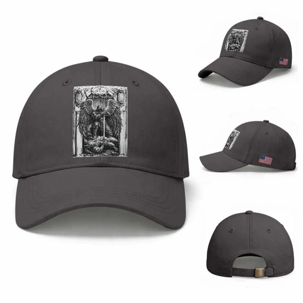 Saint Michael The Archangel Defeating Satan Baseball Cap Christian Faith Gift TS12 Baseball Cap Universal Fit Dark Gray Print Your Wear