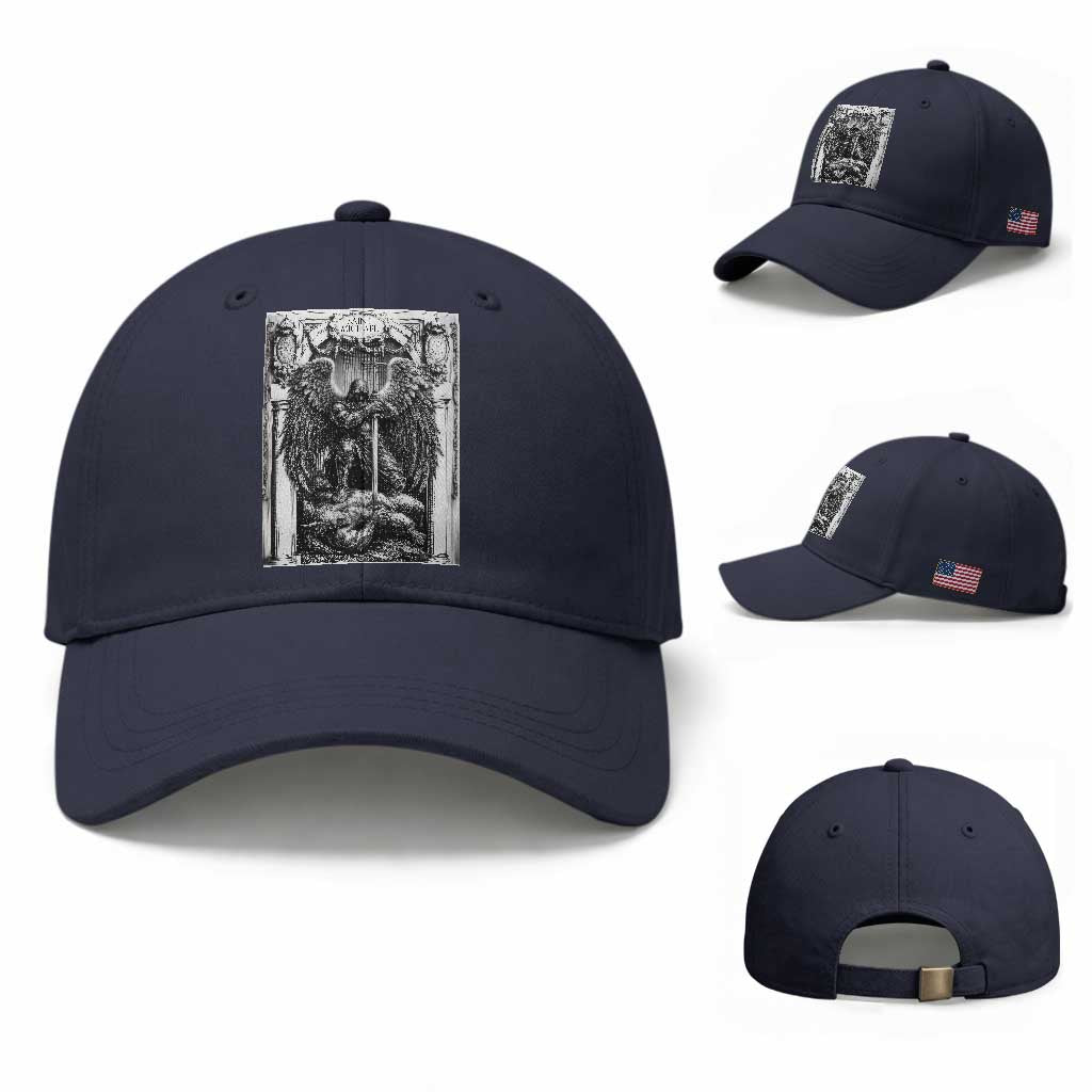 Saint Michael The Archangel Defeating Satan Baseball Cap Christian Faith Gift TS12 Baseball Cap Universal Fit Navy Print Your Wear