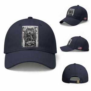 Saint Michael The Archangel Defeating Satan Baseball Cap Christian Faith Gift TS12 Baseball Cap Universal Fit Navy Print Your Wear