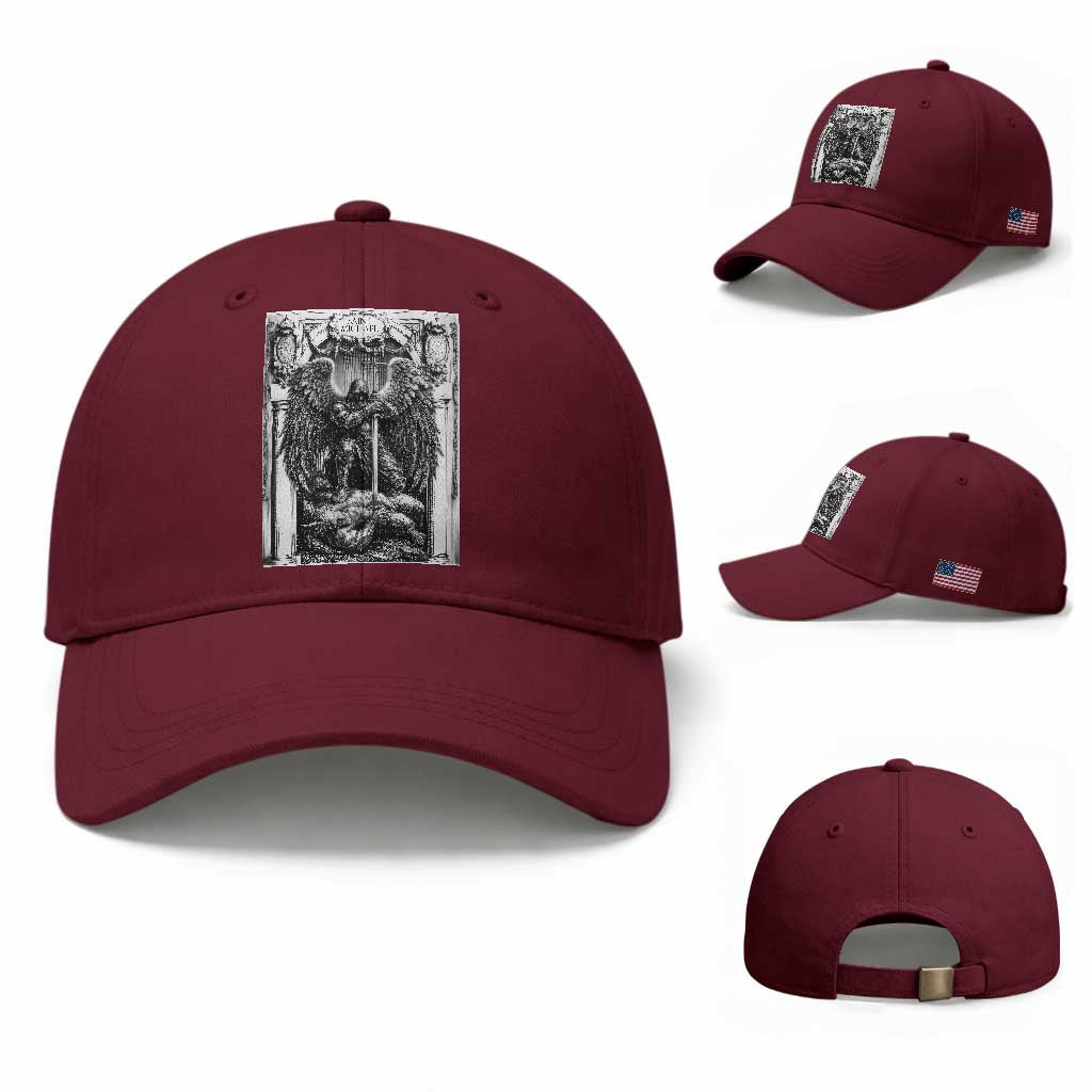 Saint Michael The Archangel Defeating Satan Baseball Cap Christian Faith Gift TS12 Baseball Cap Universal Fit Maroon Print Your Wear