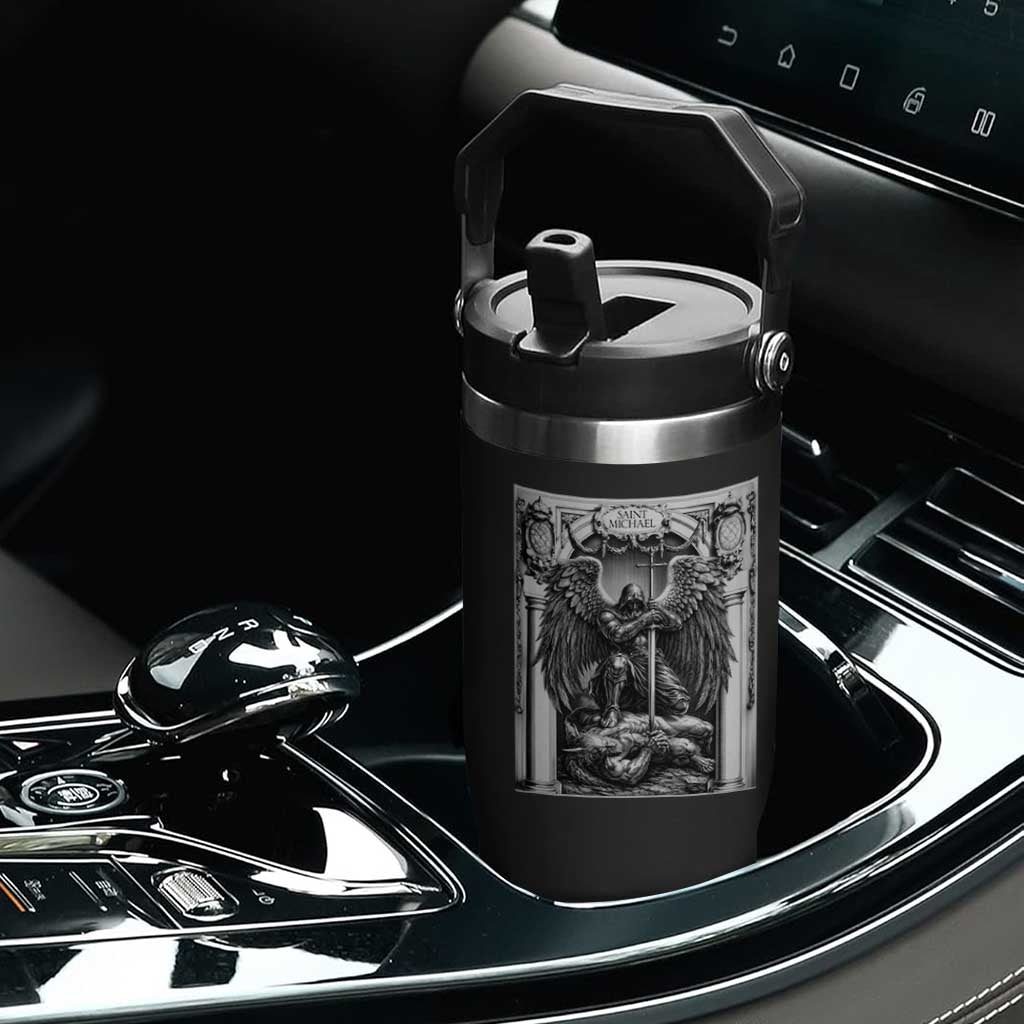 Saint Michael The Archangel Defeating Satan Flip Straw Tumbler Christian Faith Gift TS12 Print Your Wear