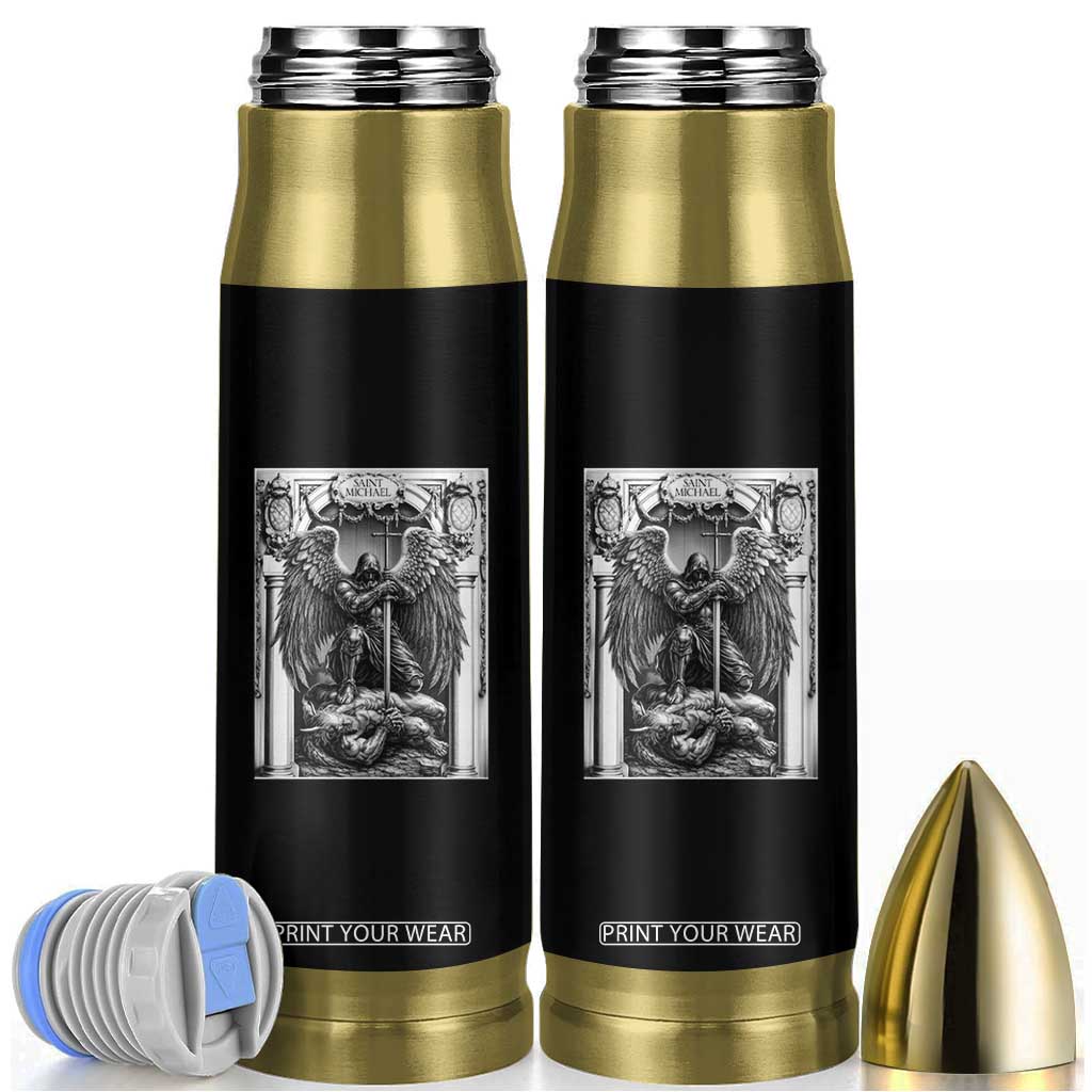 Saint Michael The Archangel Defeating Satan Bullet Tumbler Christian Faith Gift TS12 Black Print Your Wear