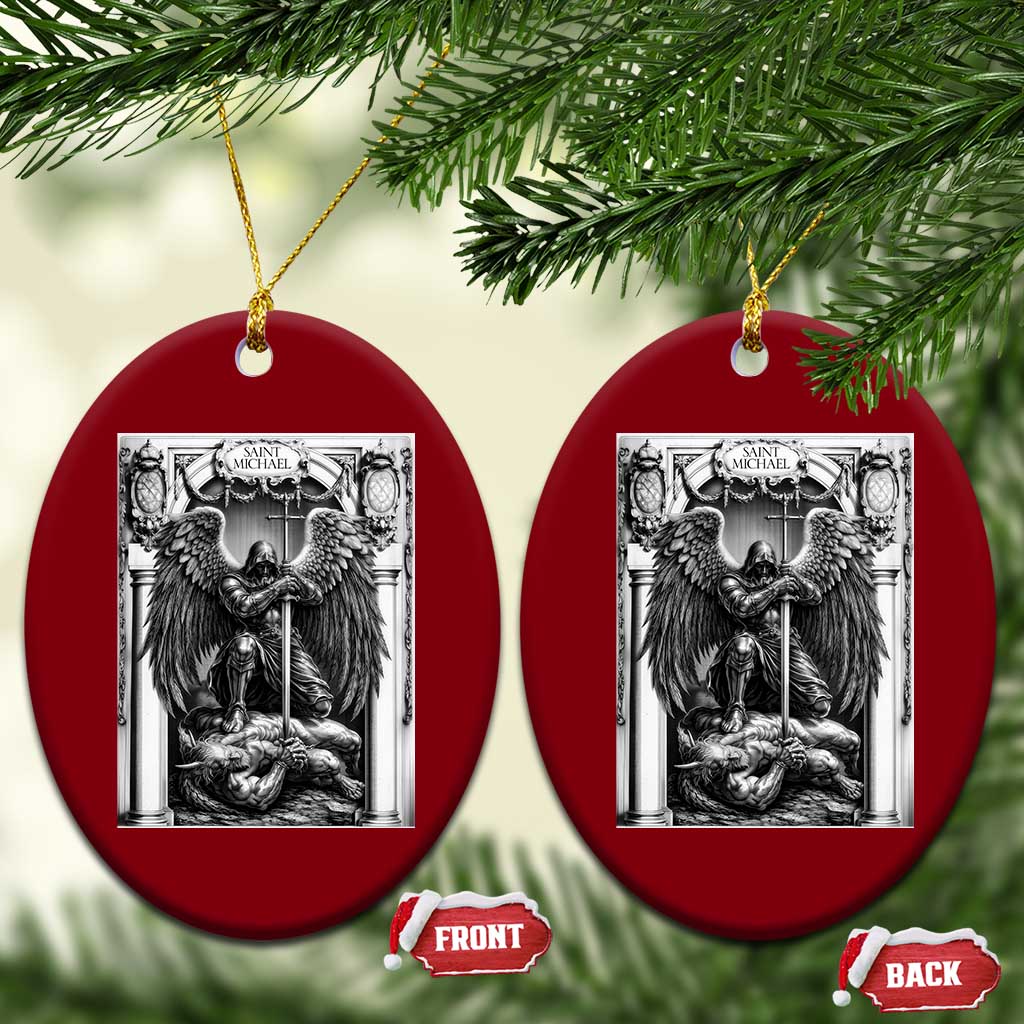 Saint Michael The Archangel Defeating Satan Ceramic Ornament Christian Faith Gift TS12 Print Your Wear