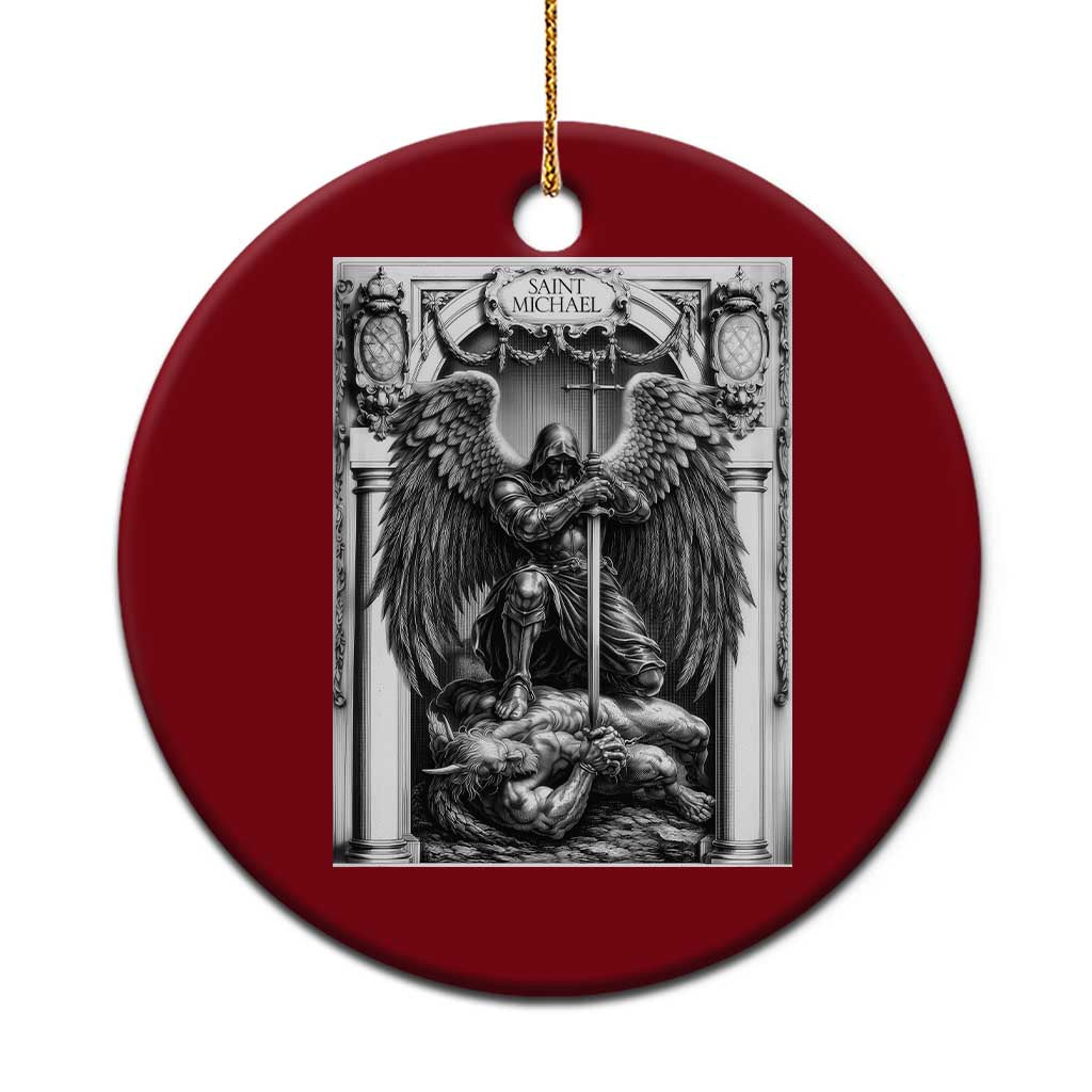 Saint Michael The Archangel Defeating Satan Ceramic Ornament Christian Faith Gift TS12 1pc Red Print Your Wear