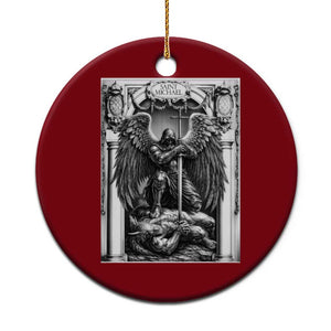Saint Michael The Archangel Defeating Satan Ceramic Ornament Christian Faith Gift TS12 1pc Red Print Your Wear