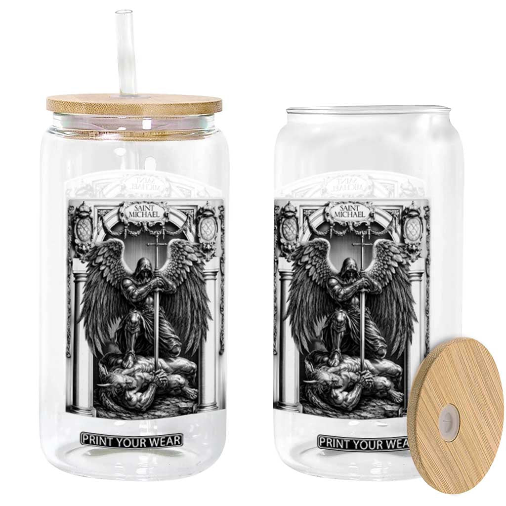 Saint Michael The Archangel Defeating Satan Glass Can Christian Faith Gift TS12 Print Your Wear