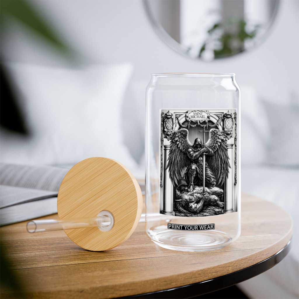 Saint Michael The Archangel Defeating Satan Glass Can Christian Faith Gift TS12 Print Your Wear