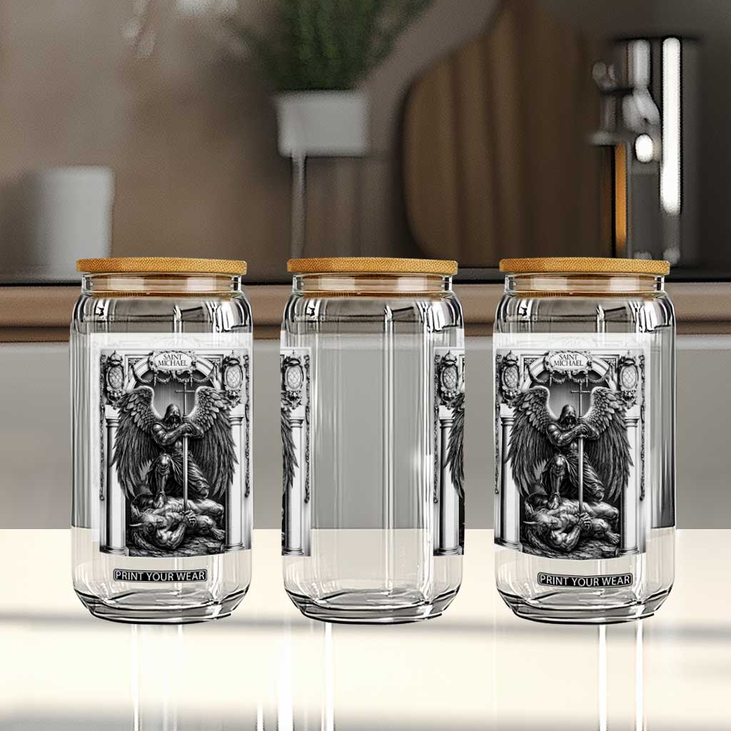 Saint Michael The Archangel Defeating Satan Glass Can Christian Faith Gift TS12 Print Your Wear