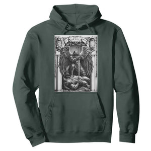 Saint Michael The Archangel Defeating Satan Hoodie Christian Faith Gift TS12 Dark Forest Green Print Your Wear