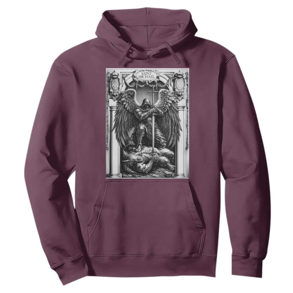 Saint Michael The Archangel Defeating Satan Hoodie Christian Faith Gift TS12 Maroon Print Your Wear
