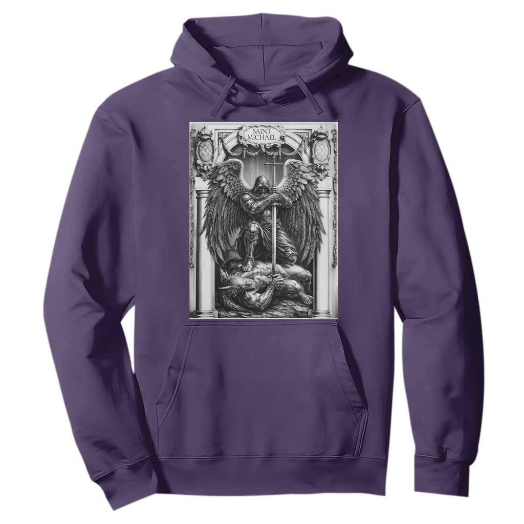 Saint Michael The Archangel Defeating Satan Hoodie Christian Faith Gift TS12 Purple Print Your Wear