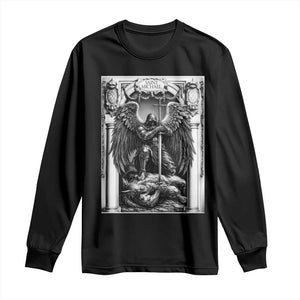 Saint Michael The Archangel Defeating Satan Long Sleeve Shirt Christian Faith Gift TS12 Black Print Your Wear