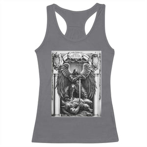 Saint Michael The Archangel Defeating Satan Racerback Tank Top Christian Faith Gift TS12 Charcoal Print Your Wear