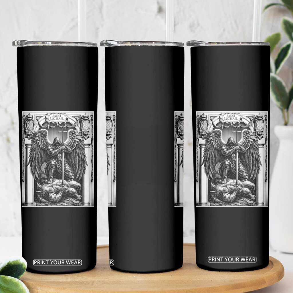 Saint Michael The Archangel Defeating Satan Skinny Tumbler Christian Faith Gift TS12 Print Your Wear
