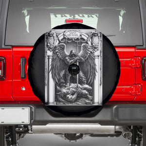 Saint Michael The Archangel Defeating Satan Spare Tire Cover Christian Faith Gift TS12 Black Print Your Wear