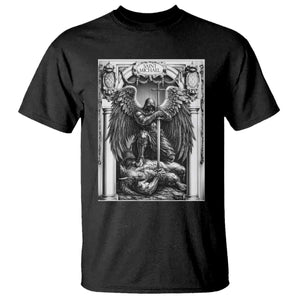 Saint Michael The Archangel Defeating Satan T Shirt Christian Faith Gift TS12 Black Print Your Wear