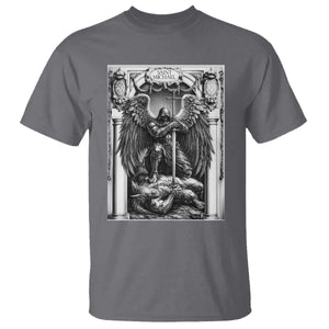 Saint Michael The Archangel Defeating Satan T Shirt Christian Faith Gift TS12 Charcoal Print Your Wear