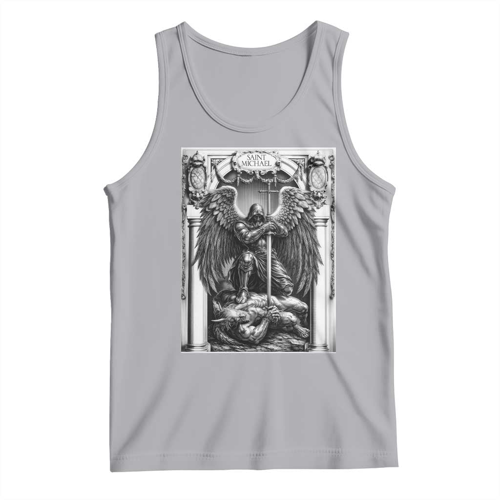 Saint Michael The Archangel Defeating Satan Tank Top Christian Faith Gift TS12 Athletic Heather Print Your Wear