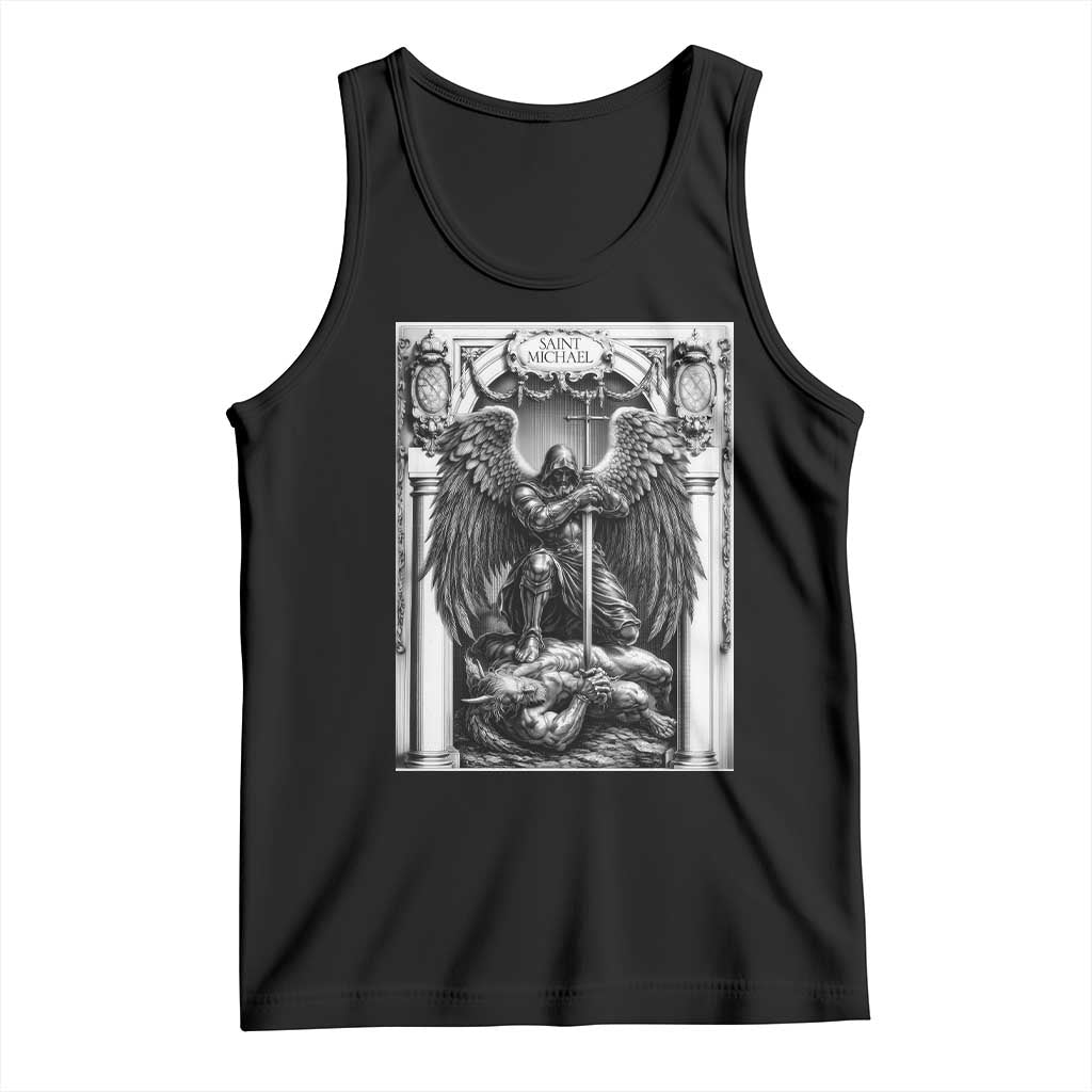 Saint Michael The Archangel Defeating Satan Tank Top Christian Faith Gift TS12 Black Print Your Wear