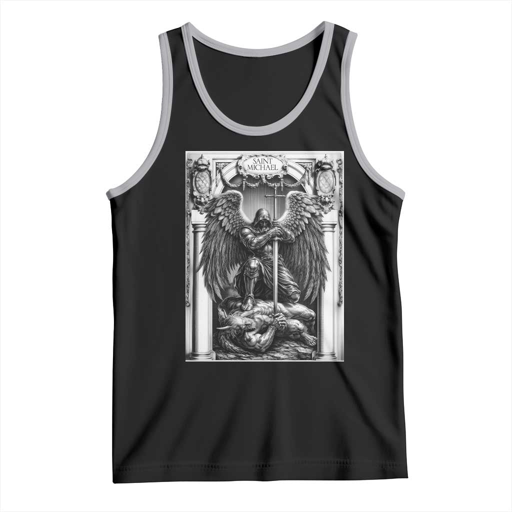 Saint Michael The Archangel Defeating Satan Tank Top Christian Faith Gift TS12 Black Athletic Heather Print Your Wear