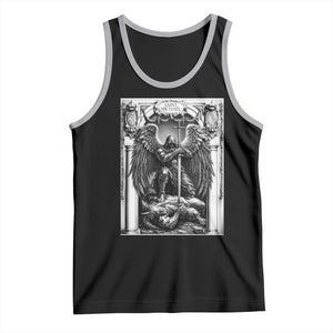 Saint Michael The Archangel Defeating Satan Tank Top Christian Faith Gift TS12 Black Athletic Heather Print Your Wear