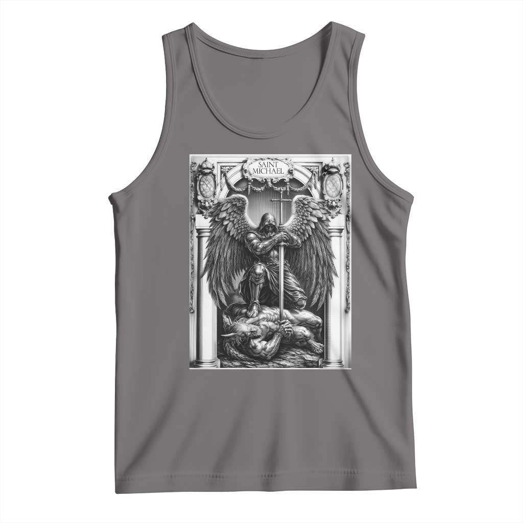 Saint Michael The Archangel Defeating Satan Tank Top Christian Faith Gift TS12 Deep Heather Print Your Wear