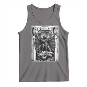 Saint Michael The Archangel Defeating Satan Tank Top Christian Faith Gift TS12 Deep Heather Print Your Wear