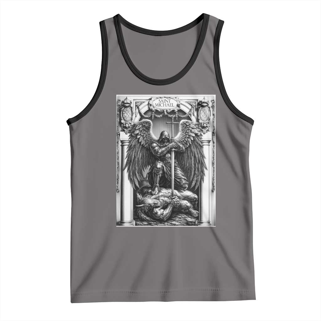 Saint Michael The Archangel Defeating Satan Tank Top Christian Faith Gift TS12 Deep Heather Black Print Your Wear