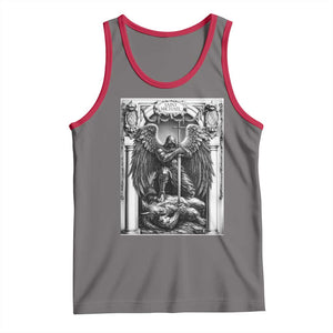 Saint Michael The Archangel Defeating Satan Tank Top Christian Faith Gift TS12 Deep Heather Red Print Your Wear