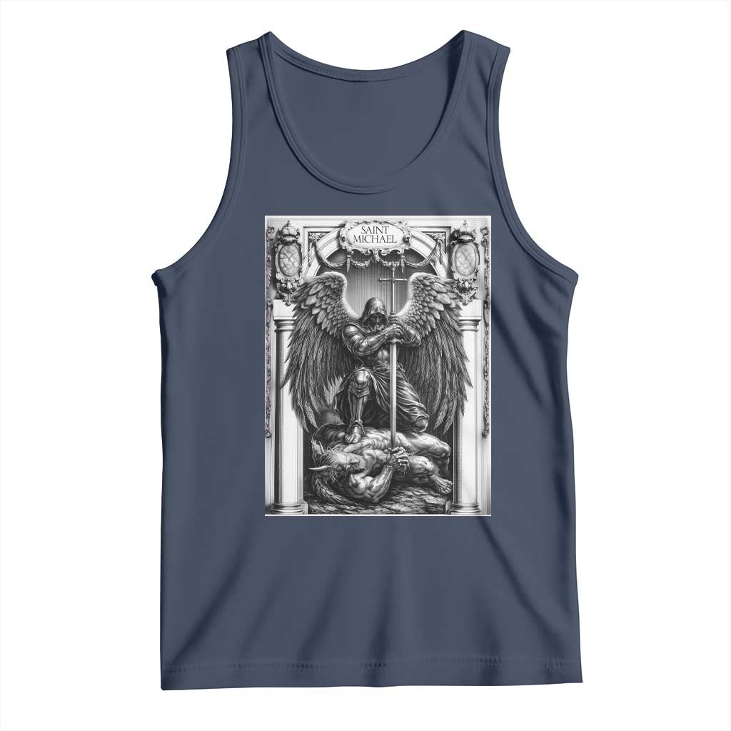 Saint Michael The Archangel Defeating Satan Tank Top Christian Faith Gift TS12 Navy Print Your Wear